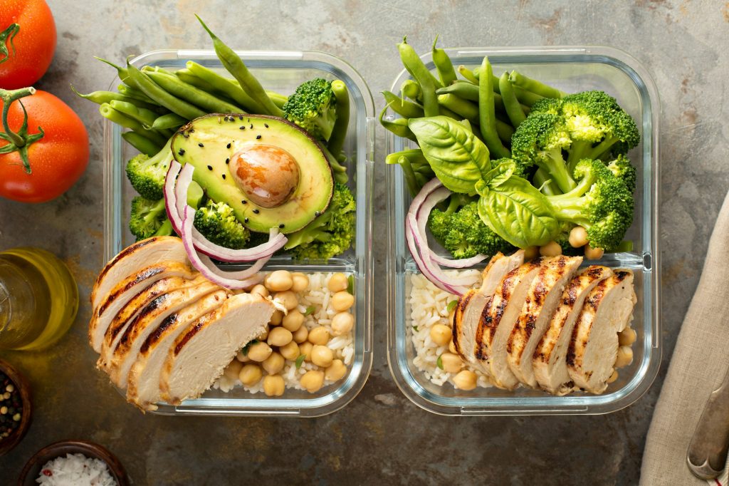 Grilled chicken meal prep containers