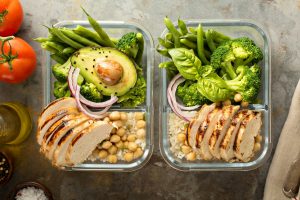 Grilled chicken meal prep containers